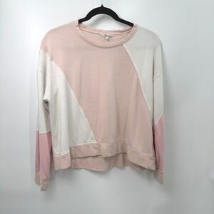 Splendid Colorblock Sweatshirt Women M Pink White Balletcore Cozy Spring Preppy